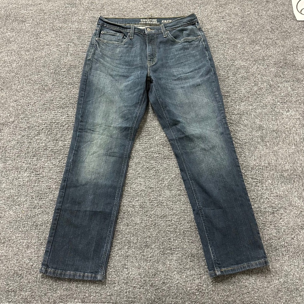 Signature Levi Strauss Jeans Mens Size 32x30 Blue Athletic Fit Stretch Denim